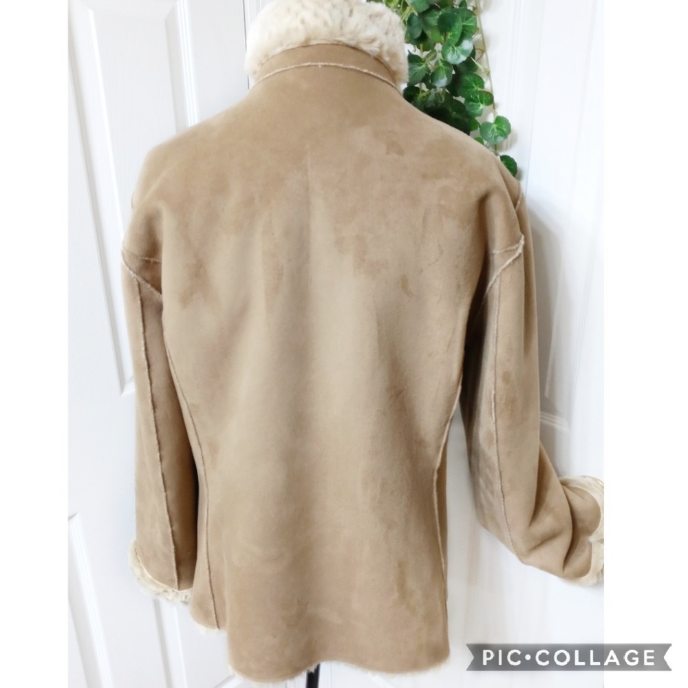Coldwater Creek Reversible Tan & Cream Coat Size … - image 2
